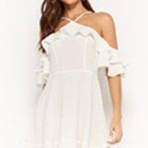 White Ruffled Halter Dress